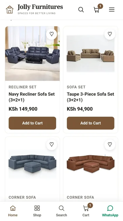 Jolly Furnitures store on a phone